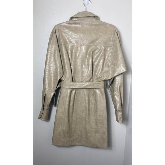 NWT NICHOLAS DRESS 2 JACKET TAN BEIGE SHORT VEGAN LEATHER ASHTON SNAKE EMBOSSED - Picture 5 of 14